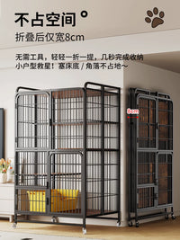 Foldable Indoor Cat Cage Villa with Spacious Multi-Level Design, No-Assembly Style, Includes Litter Box Set