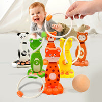 Montessori Bowling Animal Ring Toss Game for Kids 3-6 Years Old - Educational Hand-Eye Coordination Toy