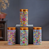 Enamel Ceramic Tea Caddy with Aluminum Alloy Lid, Small Portable Storage Jar for Tea, Powder, and Spices