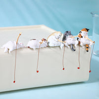 Miniature Fishing Cat Aquarium Ornament for Fish Tank Decoration and Desktop Decor