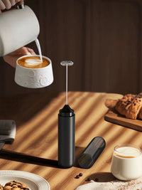 Rechargeable Handheld Milk Frother with Storage Base for Coffee, Lattes, and Cappuccinos