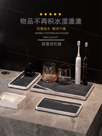Diatomaceous Earth Absorbent Tray for Bathroom Countertop Storage and Drainage