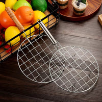 Round BBQ Grill Grate with Handle for Outdoor Grilling and Tea Ceremony