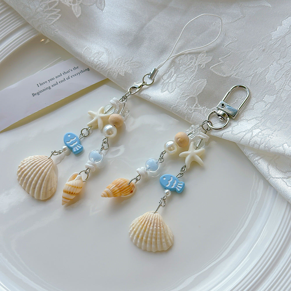 Handmade Starfish Seashell Beaded Charm for Bags and Phones