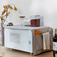 Japanese Style Microwave Oven Dust Cover with Side Pockets, Full Coverage Oil-proof Refrigerator Top Cover