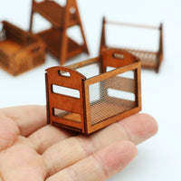 Dollhouse Miniature Hollow Wooden Frame Iron Mesh Storage Box Model Accessory