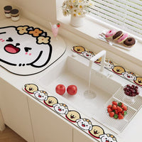Dog Kitchen Faucet Drip Mat, Absorbent Sink Counter Pad, Trim-to-Fit, Diatomite Drying Mat