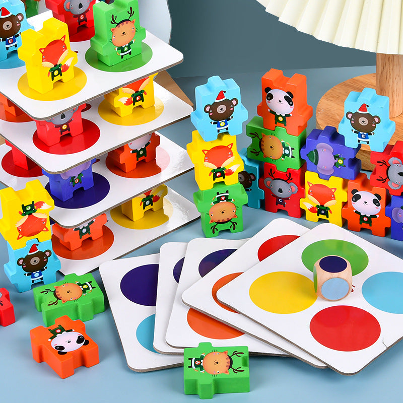 Montessori Wooden Animal Stacking Balance Toy for Toddlers 1-3 Years