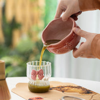Japanese Matcha Tea Ceremony Set with Ceramic Bowl, Bamboo Whisk, and Portable Leather Bag
