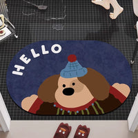 Cartoon Animal Diatomaceous Earth Bath Mat - Non-Slip Absorbent Bathroom Shower Mat