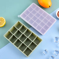 Covered Silicone Ice Cube Tray Set with Lid, Square Ice Mold for Home Freezing