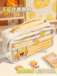 Large Capacity Cheese Pencil Case Set for Students