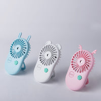 Portable USB Handheld Misting Fan with Foldable Stand, Humidifier, Cooling, Ambient Light, and Aroma Diffuser