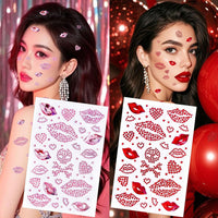 Valentine's Day Heart Lip & Diamond Face Stickers for Festive Makeup