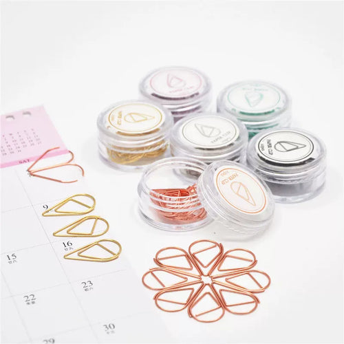 Teardrop Paper Clips, Rose Gold Metal Bookmark Clips, Creative Office & School Supplies
