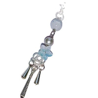 Blue Mist Flower Charm Keychain for Bags and Phones with Lobster Clasp