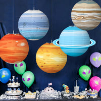 DIY Planet Paper Lanterns for Kids' Birthday & Starry Sky Theme Parties, Foldable Round Hanging Decorations