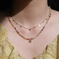 French Vintage Rainbow Beaded Necklace Dopamine Collarbone Chain