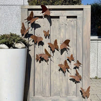 Rustic Metal Butterfly Garden Decor Stakes - Set of 1, 5, or 7