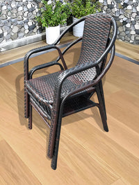 Rattan Woven Armchair for Outdoor and Indoor Use, Heavy-Duty Anti-Tip Design