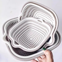 Food Grade Plastic Double-Layer Drain Basket Set for Kitchen, Living Room, Thickened Washing and Draining Basket, Household Fruit Plate