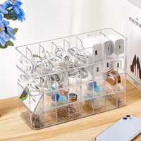 Desktop Cable Organizer Box with 8 Compartments and Dustproof Lid