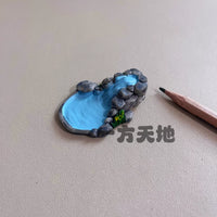 Miniature Lotus Pond and Rockery Landscape Ornaments for Sand Table Decor