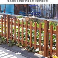 Carbonized Wood Garden Fence Panel Outdoor Yard Lawn Park Solid Wood Barrier