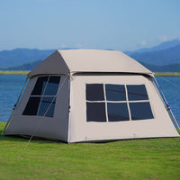 Ridge Tent with Tarp, Automatic Double-Layer, Large Blackout Sun Protection, Rainproof for Outdoor Camping