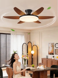Bohemian Style Ceiling Fan with Light, Large 6-Blade Reversible Motor for Living Room Dining Room