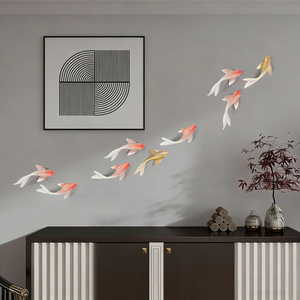 3D Koi Fish Wall Decor Relief Art for Living Room Bedroom