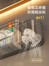 Wall-Mounted Tissue Box Holder with Storage Shelf for Bathroom, Punch-Free Facial Tissue Dispenser