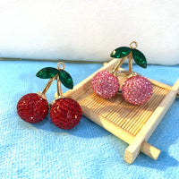 Sparkling Rhinestone Cherry Keychain Pendant for Bags and Keys