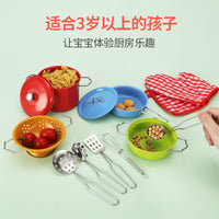Kids' Stainless Steel Play Kitchen Set with Cooking Utensils