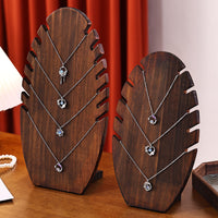 Walnut/Wood Flame-Shaped Necklace & Pendant Display Stand Jewelry Organizer