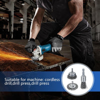 Hex Shank Wire Brush Set for Metal Rust Removal and Wood Polishing