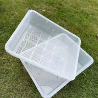 Transparent Double-Layer Cat Litter Box with Lid for Easy Cleaning, Elevated Design, Suitable for Cats and Turtles