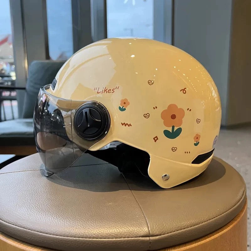 3C Certified Electric Scooter Helmet for Women, Four Seasons Universal, Sun Protection, Couple's Half Helmet