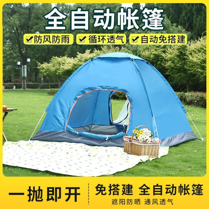Automatic Pop-Up Camping Tent with UV Protection and Rainfly, Portable Outdoor Shelter for Overnight Stays
