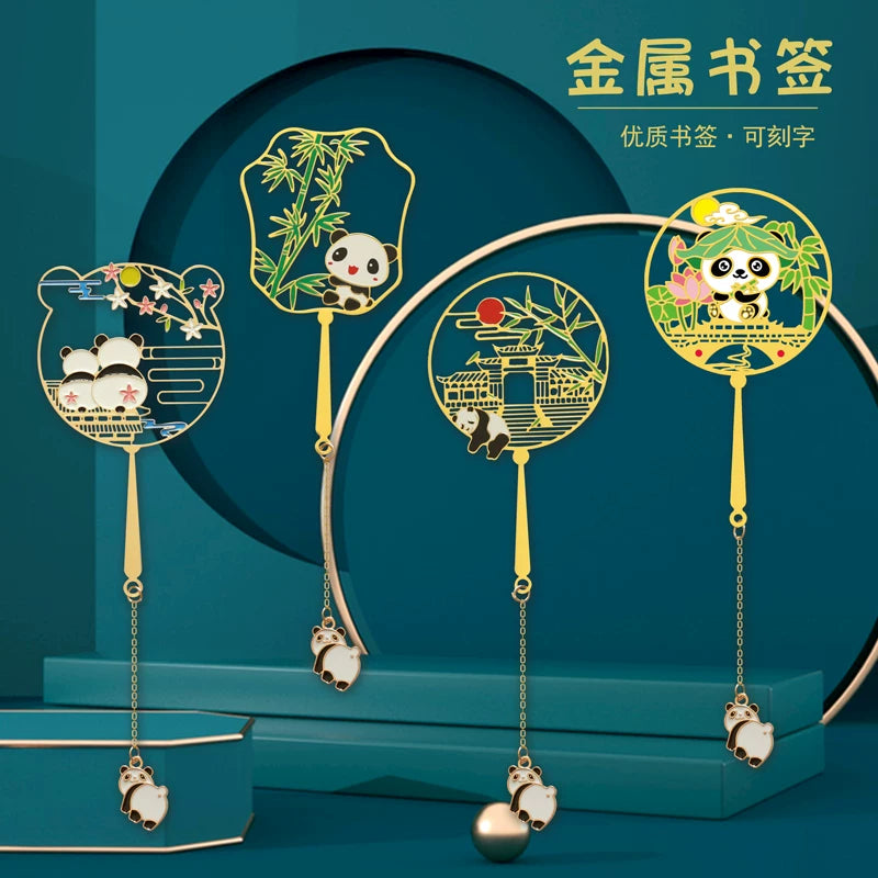 Chengdu Panda Bookmark with Tassel and Gift Box, Cute Chinese Style Metal Bookmark for Book Lovers, Souvenir Gift
