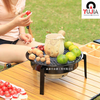 Portable Round Charcoal Grill for Home Use, Outdoor Camping BBQ Stove Set with Grilling Net or Plate