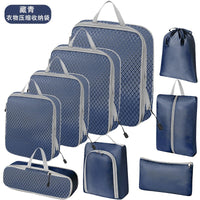 Travel Compression Packing Cubes Set with Shoe Bag for Luggage Organization