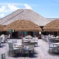 Outdoor Thatched Patio Umbrella with Foldable Stand, Large Artificial Straw Beach Sunshade for Garden & Resort