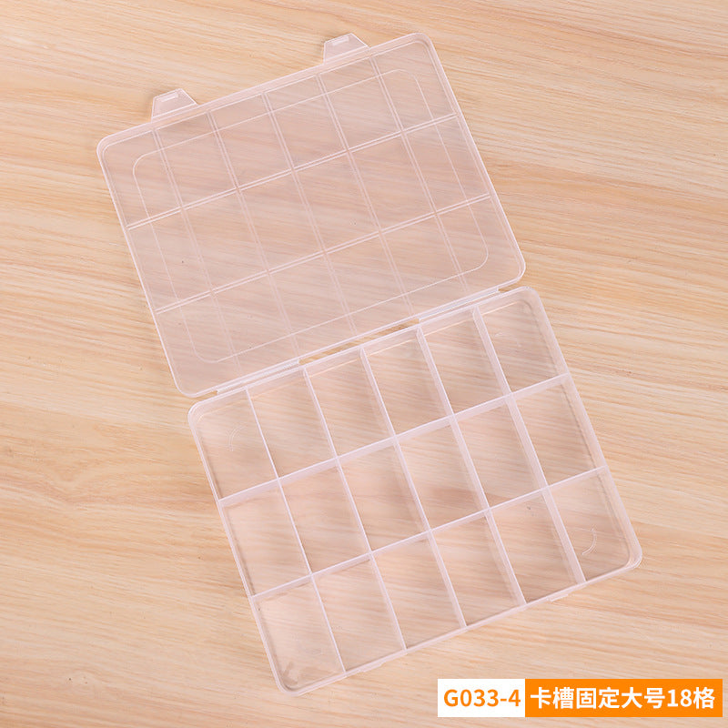 Large 18-Grid Transparent PP Storage Box for Parts, Hardware, Tools, Stationery