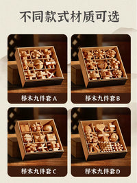 Luban Lock Kongming Lock Wooden Brain Teaser Puzzle Set for Kids and Adults
