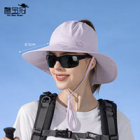 Women's Summer Outdoor Sun Protection Hat with Wide Brim and Ponytail Hole, Breathable Topless Fisherman Hat for Hiking and Fishing