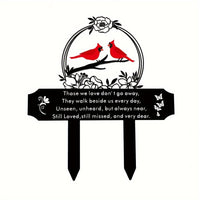 Cardinal Bird Outdoor Cemetery Memorial Stake Rust-Resistant Metal Craft