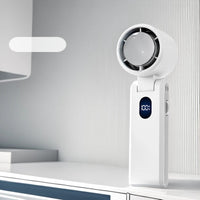 Portable Handheld Mini Fan with Digital Display, Foldable, Neck-Mounted, High-Speed Cooling, Quiet Operation