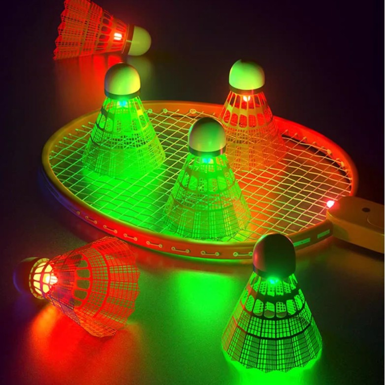 Luminous Badminton Racket Set for Outdoor Night Play - High Elasticity Training Rackets for Adults & Kids