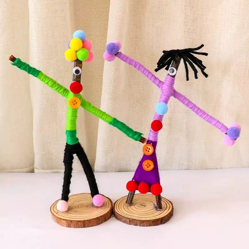 DIY Branch Figure Yarn Winding Craft Kit for Kindergarten Art Projects